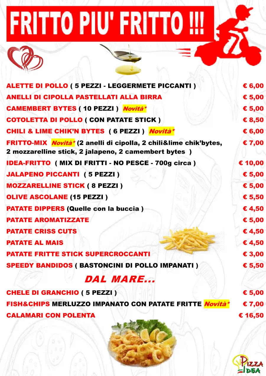 Listino online : Menu Nuovo listino Pizzaidea Ceggia